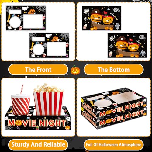 50Pcs Halloween Movie Night Snack Trays with Pumpkin Design - Party Supplies