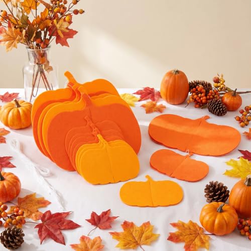 Fall Pumpkin Hanging Decorations Set - 24 Felt Ornaments for Autumn & Thanksgiving