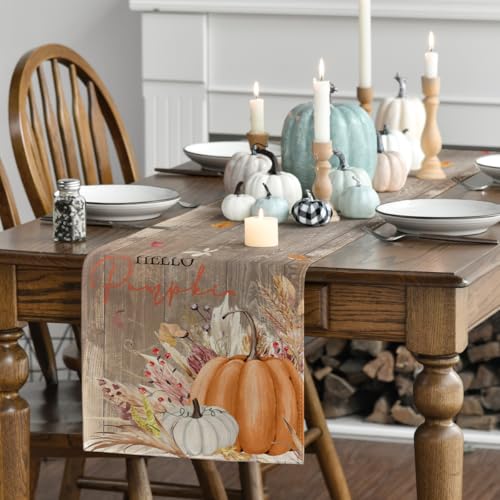 Artoid Mode 13x72 Inch Fall Table Runner - Wood-Orange Polyester Decor
