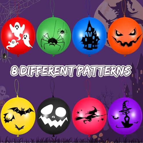 120 Pcs Halloween Punch Balloons Bulk 18 Inch Latex Party Favors - 8 Colors