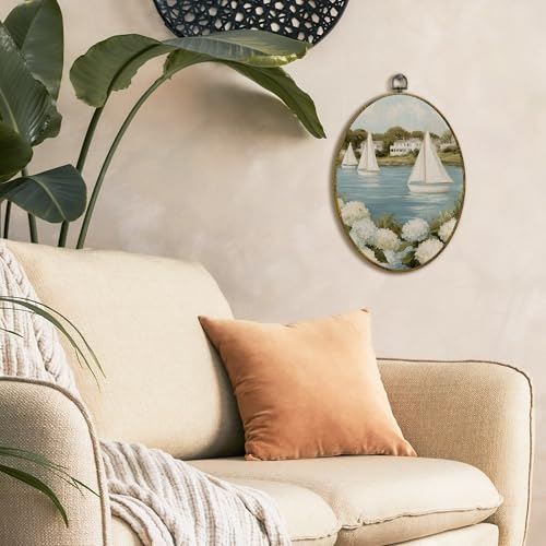 Nautical Coastal Wall Art - Hydrangea Sailboat Canvas Decor, 11x8.5 Inch