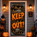 Halloween Door Decorations Keep Out Banner - Large Haunted House Design, Orange Black White Variation
