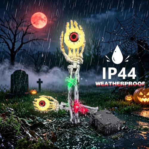 Halloween Skeleton Hands Decorations Outdoor - Warm White 2 Pack