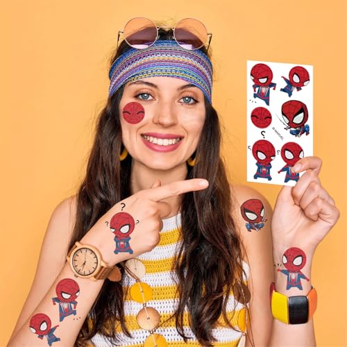 Spider-Man Temporary Tattoos Stickers for Kids - 10 Sheets Party & Classroom Decor