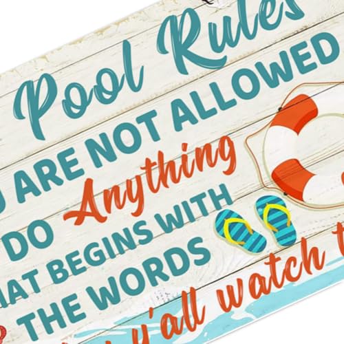 Funny Pool Signs Outdoor Pool Rules Sign - Pool Deck Decor - 8x12 Inches - Variation 02