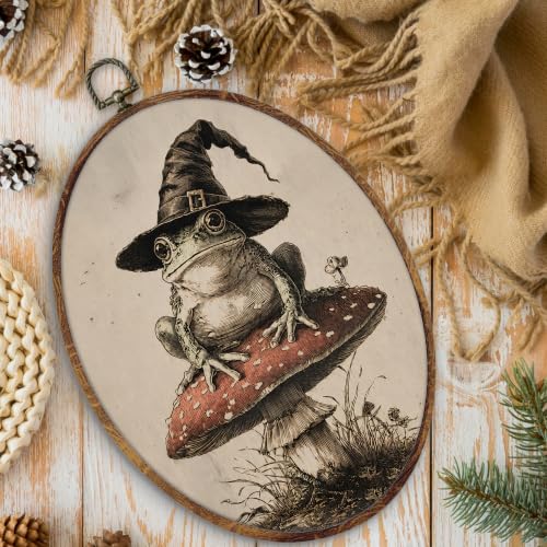 Halloween Witch Frog Mushroom Oval Wall Art Decor - Variation 2