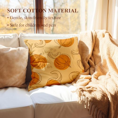 Fall Pumpkin Pillow Cover 18x18 - Orange Farmhouse Decor, 2-Pack, Variation Fall-10