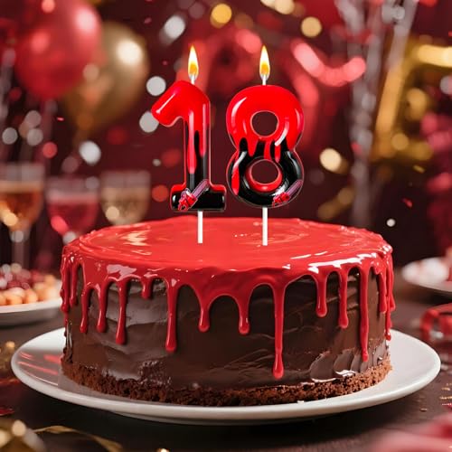 Modern 18 Blood Dripping Number Cake Candle - Horror Halloween Birthday Decoration