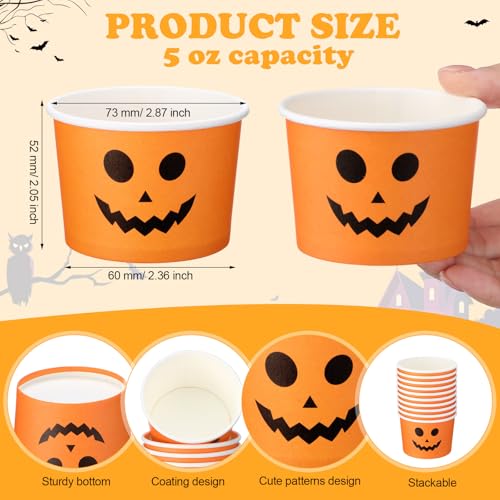Halloween Pumpkin Ice Cream Cups 5oz - Orange, Pack of 200