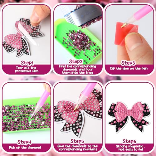 Halloween Diamond Art Magnet Kit - Pink Spooky Decor, 30 Pieces (Variation: Halloween)