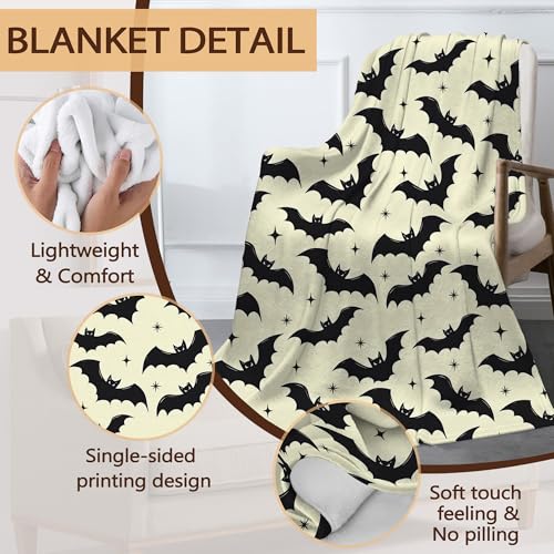 Gothic Bats Plush Throw Blanket for Couch and Sofa Decoration - 50x60 Inch