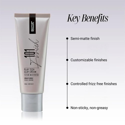 Biotop Professional 101 Play Tech Hair Clay Cream - Medium-Firm Hold Styling Cream | Non-Sticky, Frizz Control (4.05 oz)