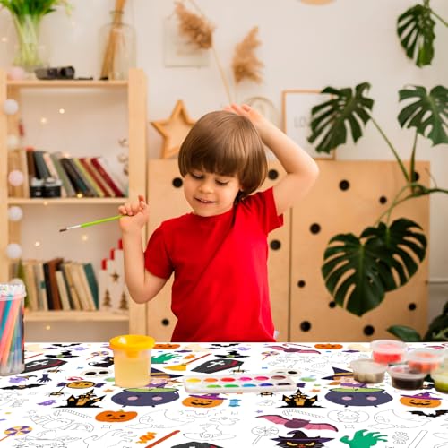 Halloween Coloring Tablecloth - 108 x 54 Inches Party Decoration