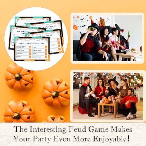 Halloween Friendly Feud Game - Colorful Family Trivia Board Game for Groups