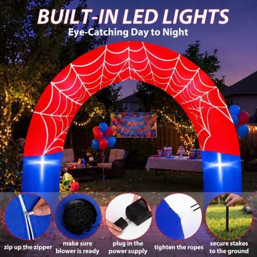 8ft Giant Spider Web Inflatable Arch - Outdoor Yard Decor & Party Entrance - Spider Variation