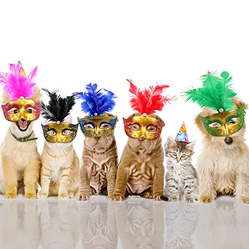 Mini Masquerade Masks Set - 30 Gold Party Decorations for Mardi Gras Halloween & More