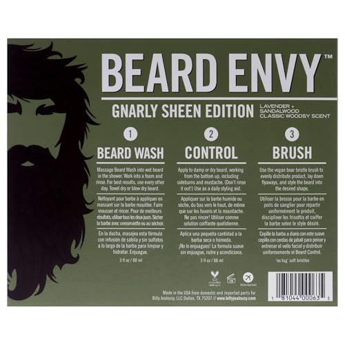 Billy Jealousy Original Beard Envy Facial Hair Refining Kit with Beard Wash Facial Hair Control and Boar Bristle Brush for Clean, Hydrated, Soft, Tamed Unruly Mane