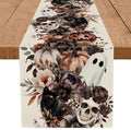 Halloween Ghost Skull Table Runner 13 x 108 Inches - Holiday Burlap Decor