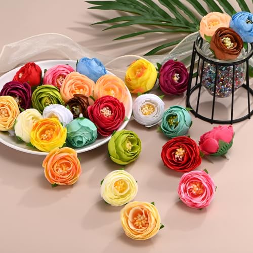 Pink Artificial Camellia Flower Heads 50-Pack - 1.3 Inch Faux Silk Flowers for Wedding & Decor