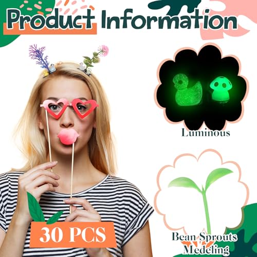 Glow in the Dark Rave Hair Clips - 30 Mixed Plant & Duck Hair Accessories