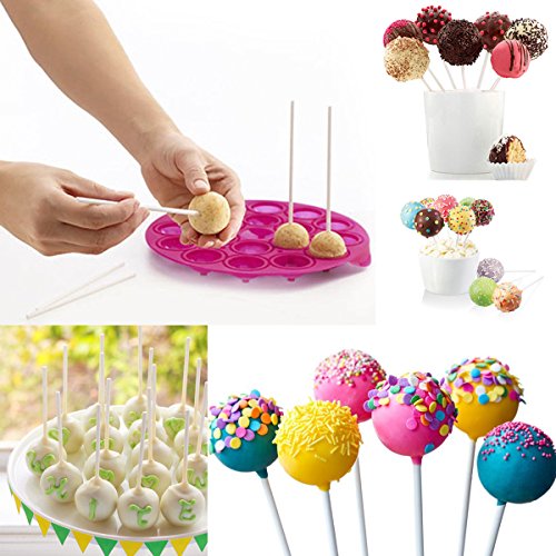 White Cake Pop Sticks and Wrappers Set - 4.7 Inches, Includes Bags & Ties