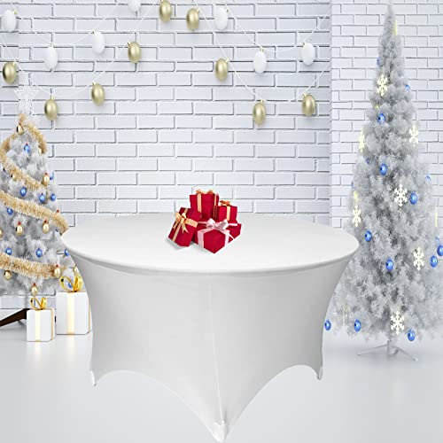 White 60 Inch Round Spandex Tablecloth - Fitted Wedding & Party Cover