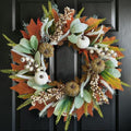 18 Inch Fall Pumpkin Wreath for Front Door - Small Version, Autumn Decor