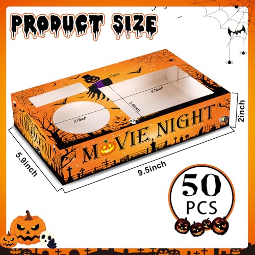 Halloween Movie Night Snack Trays - 50 Pack Halloween Castle Paper Food Boxes