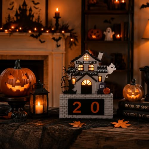 Halloween Countdown Calendar with Ghost Sound & Light Indoor Decor