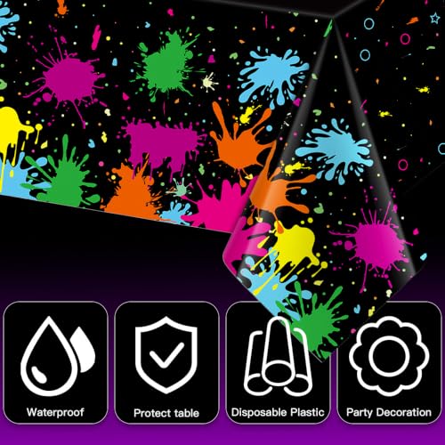 2 Pack Neon Glow Party Tablecloths - 54x108 Inch Disposable Plastic Coverings