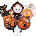 Red Halloween Ghost Balloons Set with Foil Balloons and Ribbon - 5 Pieces