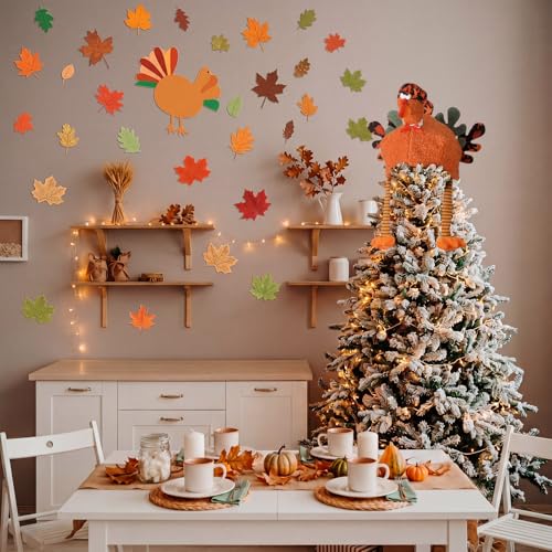 Thanksgiving Turkey Tree Topper - Fall Tree Decoration for Christmas - Variation C