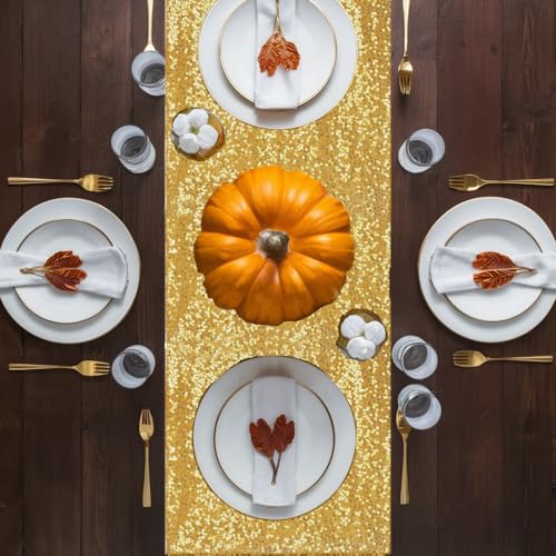 Gold Sequin Table Runner 12x72 Inch - Elegant Party Decor, 1 Pack
