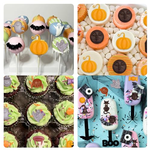 Halloween Silicone Candy & Chocolate Molds Set - Pumpkin, Ghost, Witch Hat, Cat, Skull, Eyeball Shapes for Baking & Crafting