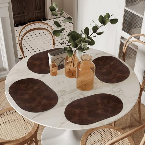 Coffee Oval Placemats Set of 8 - Heat Resistant Waterproof Table Mats