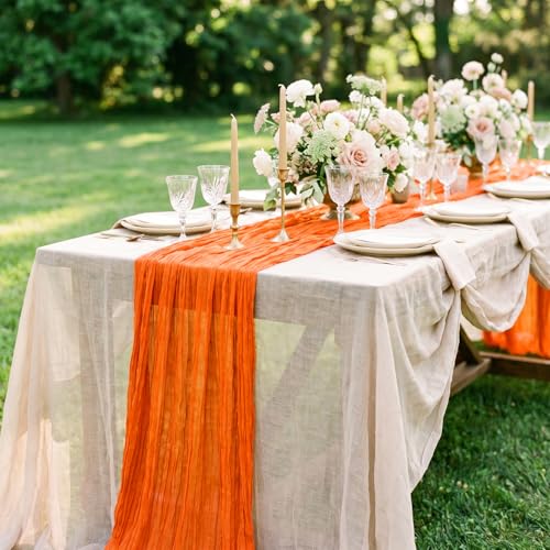 36x10FT Orange Cheesecloth Table Runner 10 Pack Rustic Gauze for Wedding & Party