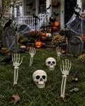 Vivinova 6-Pack Halloween Skeleton Decorations Outdoor with 2 Realistic Skull Heads - Creepy Yard Props