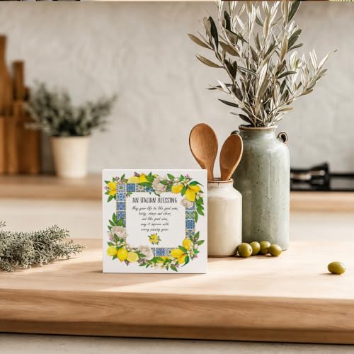 Lemon Wooden Sign Decor - 5x5 Inch Wall or Desk Accent