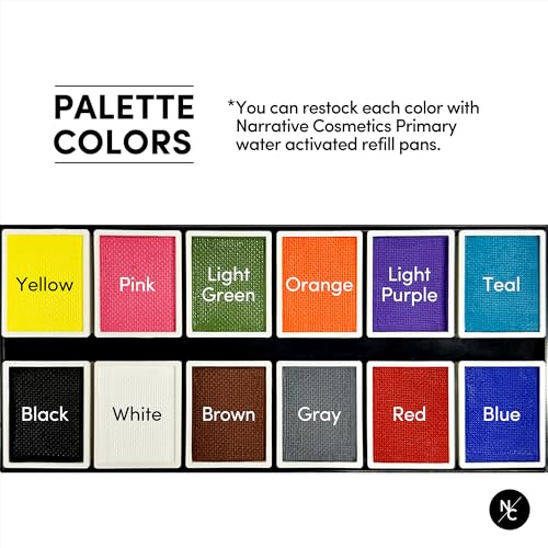 Vibrant Water-Activated Face & Body Makeup Palette - 12 Bold Colors Refillable