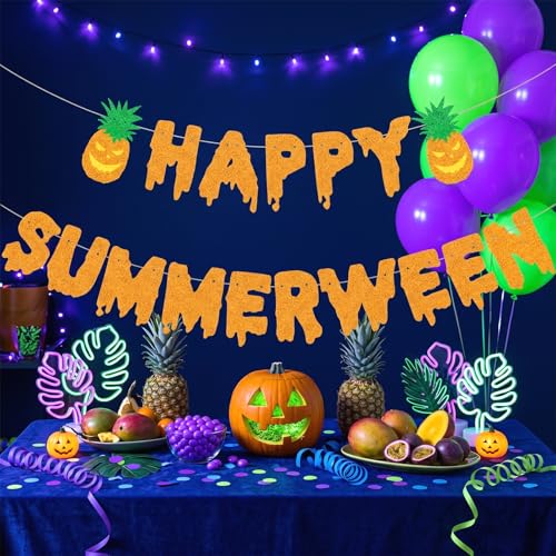 Summer Halloween Banner Spooky & Summer Theme Party Decor