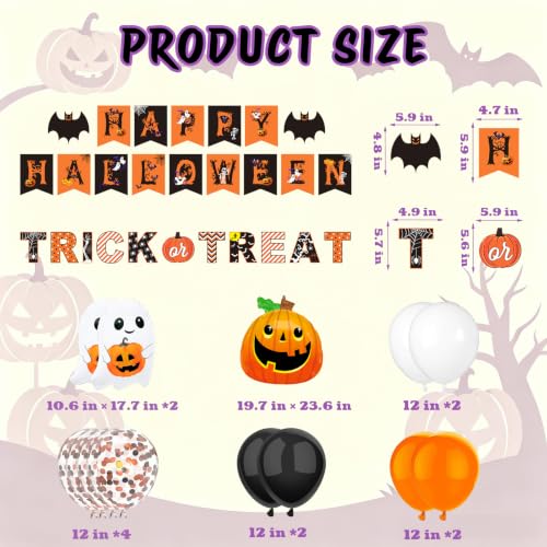 Pumpkin Halloween Party Decorations Set with Balloons & Banners - Spooky Theme