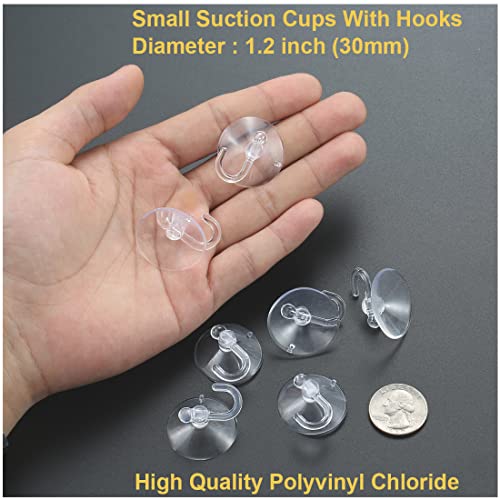 200 Pieces Small Clear Suction Hooks with 1.2 Inch Hooks for Glass Windows Walls Party Decorations - Variation of 200