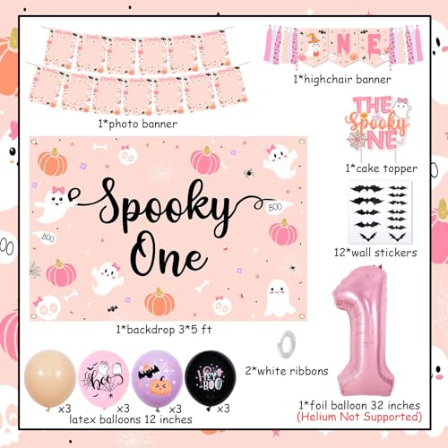 Halloween Girl 1st Birthday Decorations Balloon Banner Backdrop Cake Topper Wall Stickers