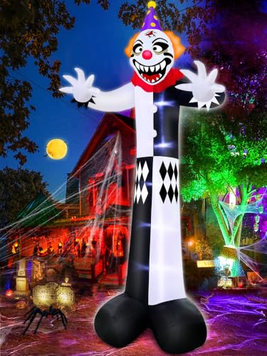 14 Ft Inflatable Halloween Clown Decoration with LED Lights for Yard and Party