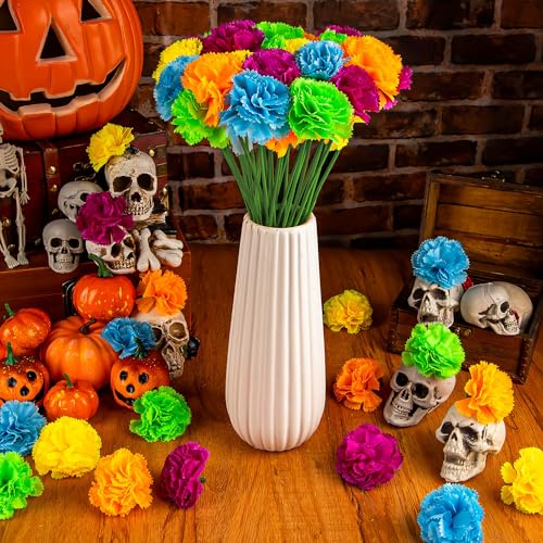 Artificial Mexican Marigold Flowers - 50Pcs Festival Decoration, Realistic & Vibrant
