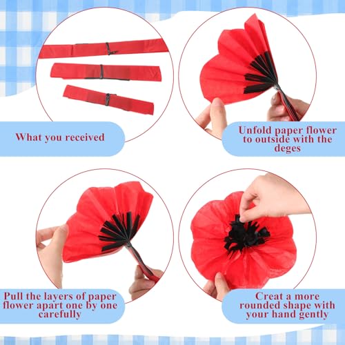Halloween Party Decor Set with Tablecloth & Artificial Poppy Flowers - Variation 1