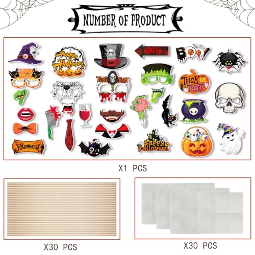 Halloween Photo Props Kit - 30pcs Funny & Spooky Costume Accessories - Variation: Halloween