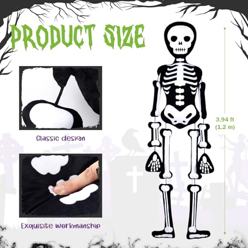 47 Inch Halloween Skeleton Pillow Spooky Plush Decor - Life Size Skull Cushion
