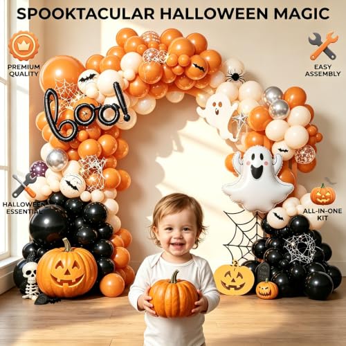 Halloween Balloon Arch Kit with Ghost and Boo Balloons - Spooky Party Decorations