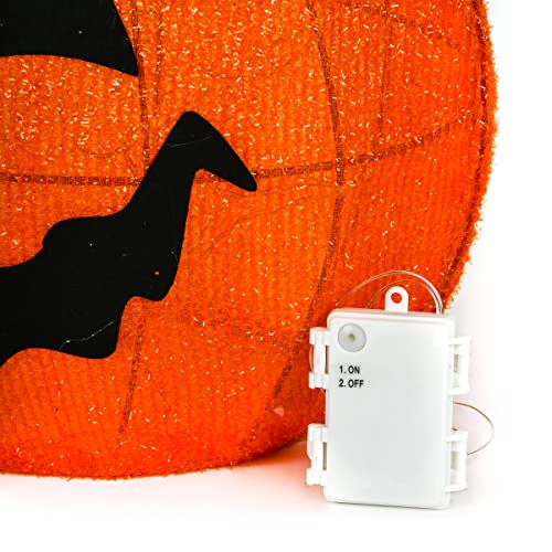 Halloween Lighted Sign Decoration with LED Lights - Pumpkin & Witch, 28 Inches